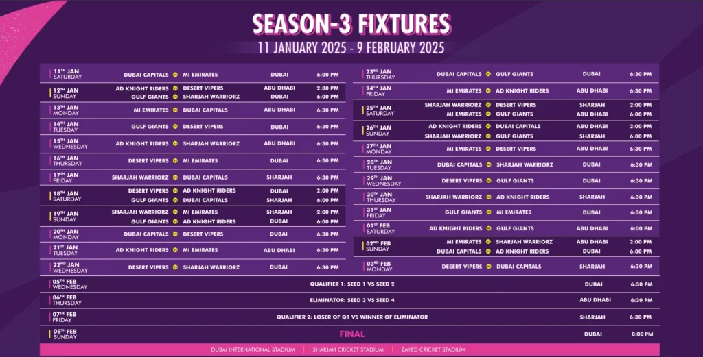 ILT20 Schedule 2025_ Full Match Fixtures & Updates