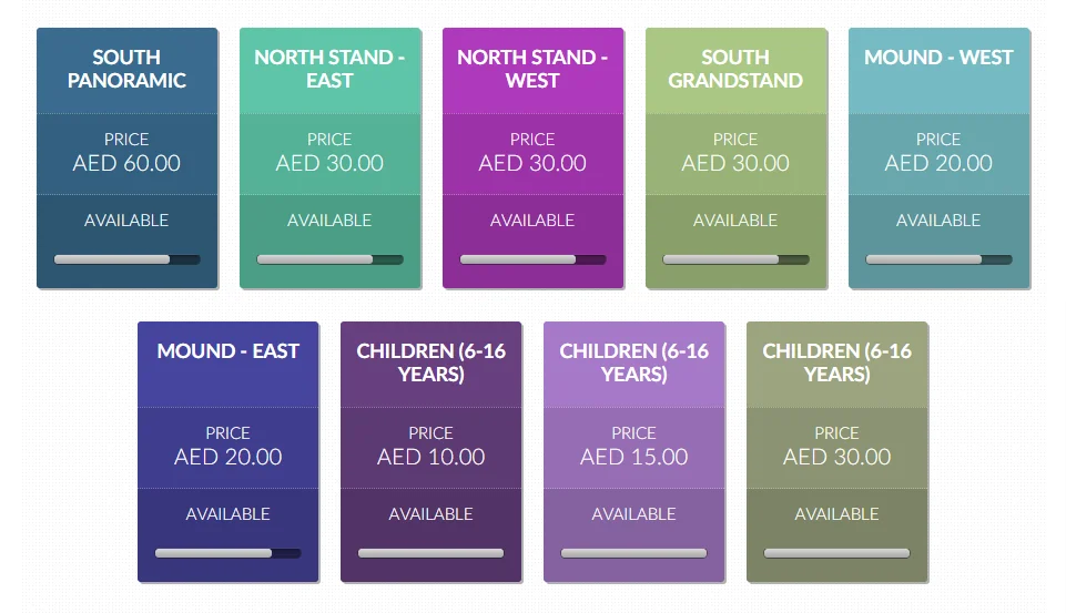 Ticket Prices for Zayed Cricket Stadium, Abu Dhabi