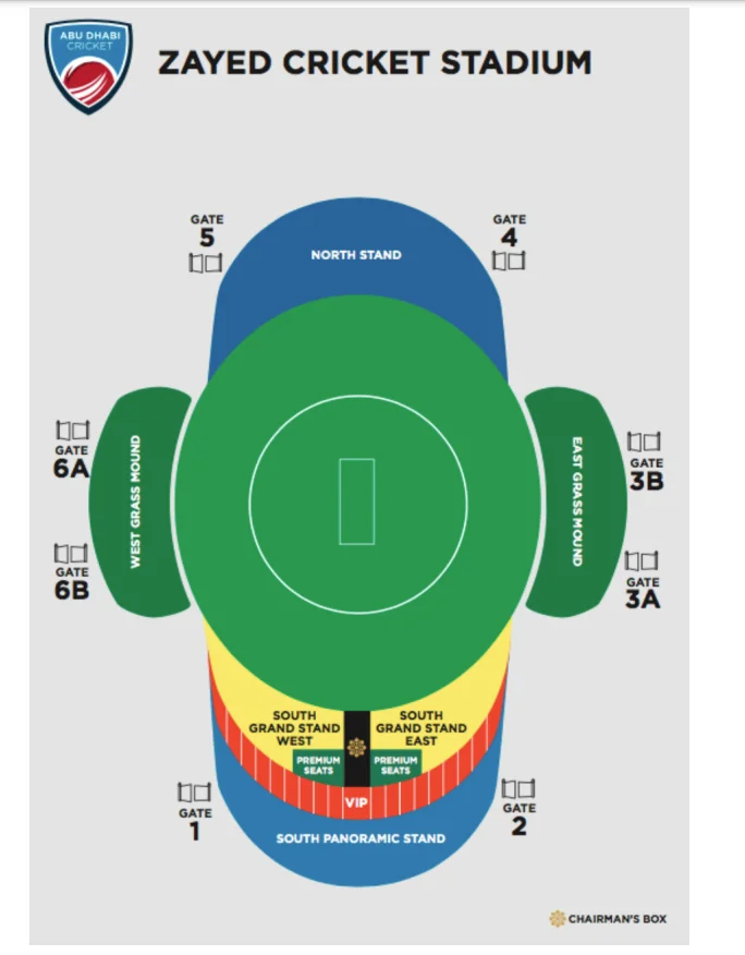 Seating Plan of Zayed Cricket Stadium