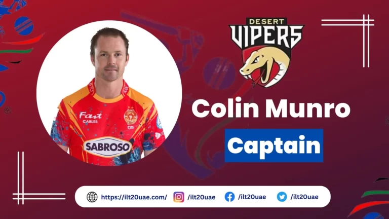 Colin Munro Will be the Captain of Desert Vipers | Stats, Records