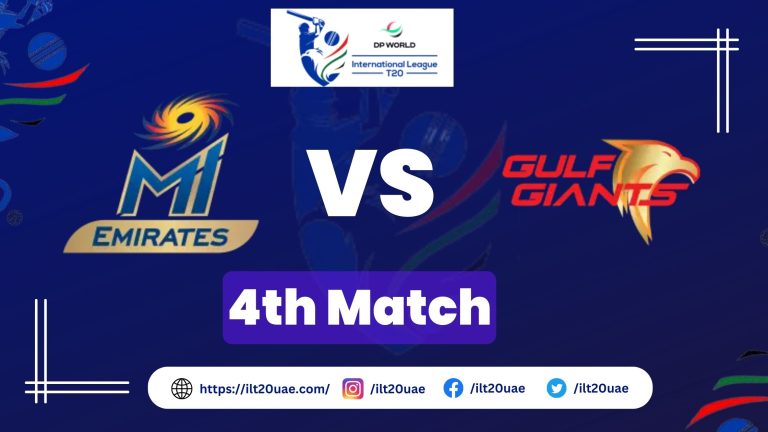 4th Match of ILT20: MI Emirates VS Gulf Giants Live Score | Win Prediction, Playing 11